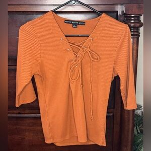 Orange Lace-Up Women's Top